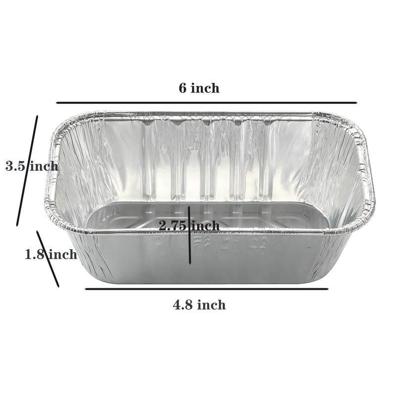 Waytiffer (50 Pack) 1Lb mini Loaf Pans Heavy Duty Disposable Aluminum Foil Bread Tins Standard Size 6" X 3.5" X 2.5" Oven Safe Sturdy Small Bread Tin Pans 1 Pound Loaf Pans - Image 2